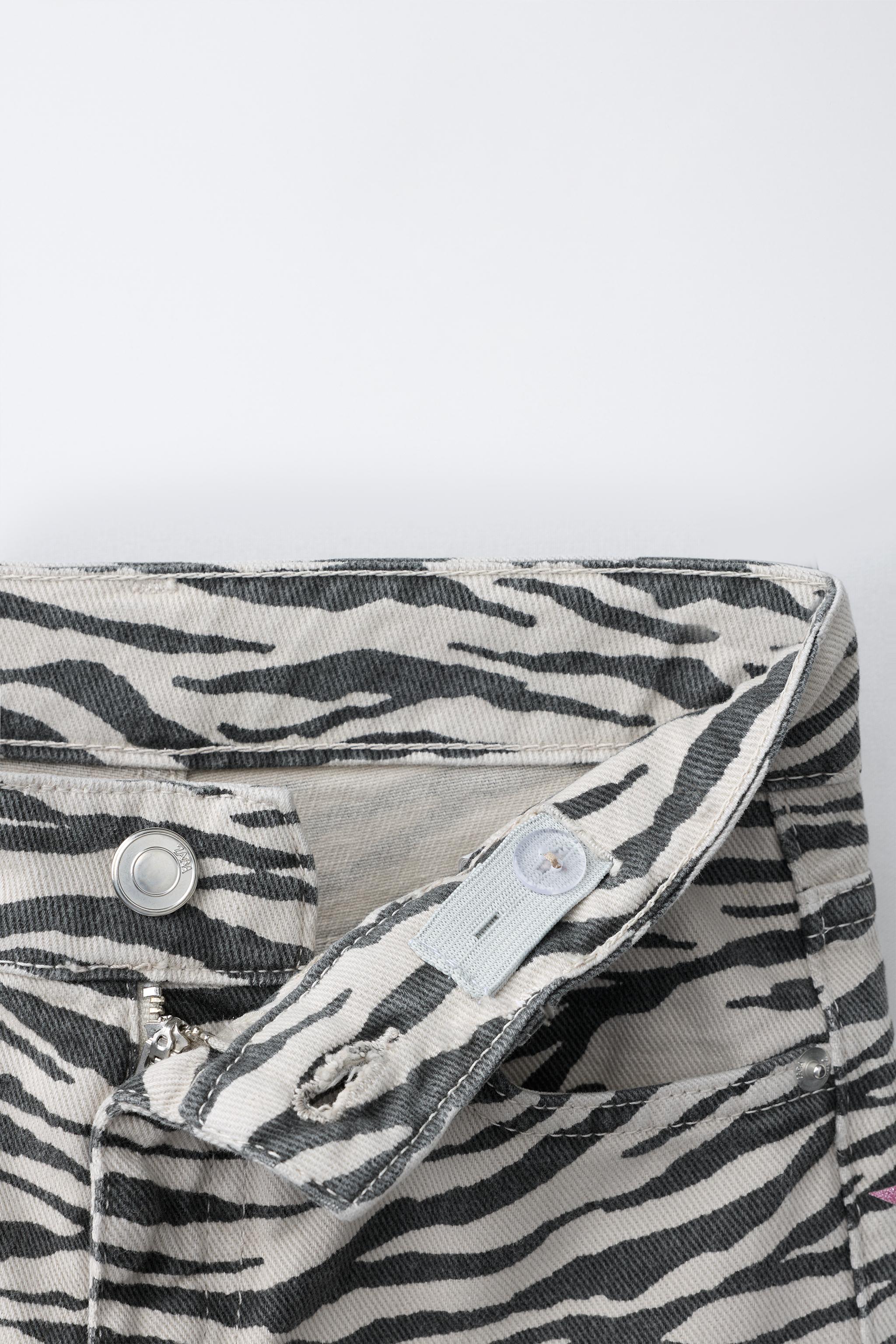 ZEBRA PRINT WIDE LEG JEANS